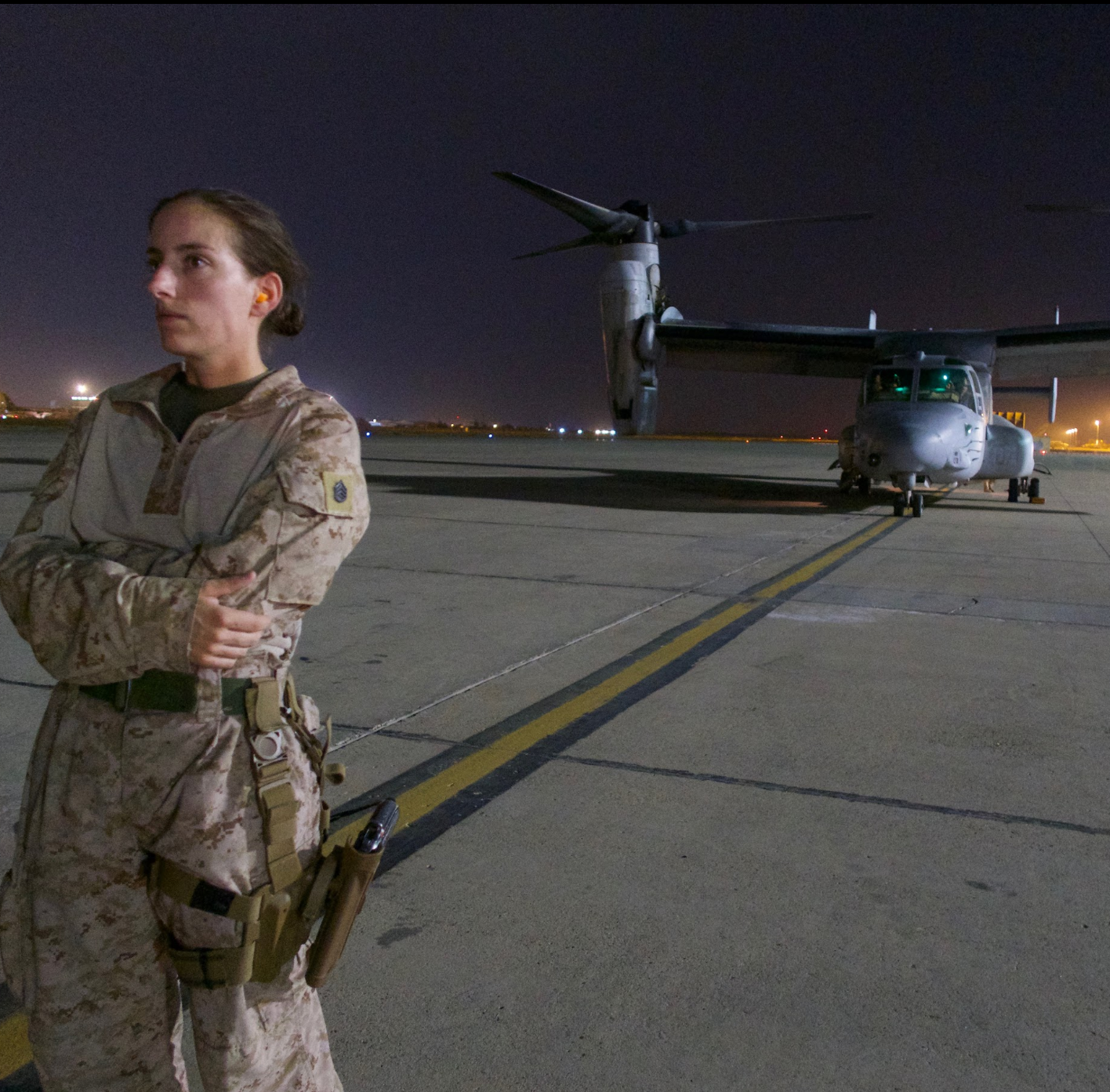 Baghdad embassy airstrip — debarked from Osprey during refuel