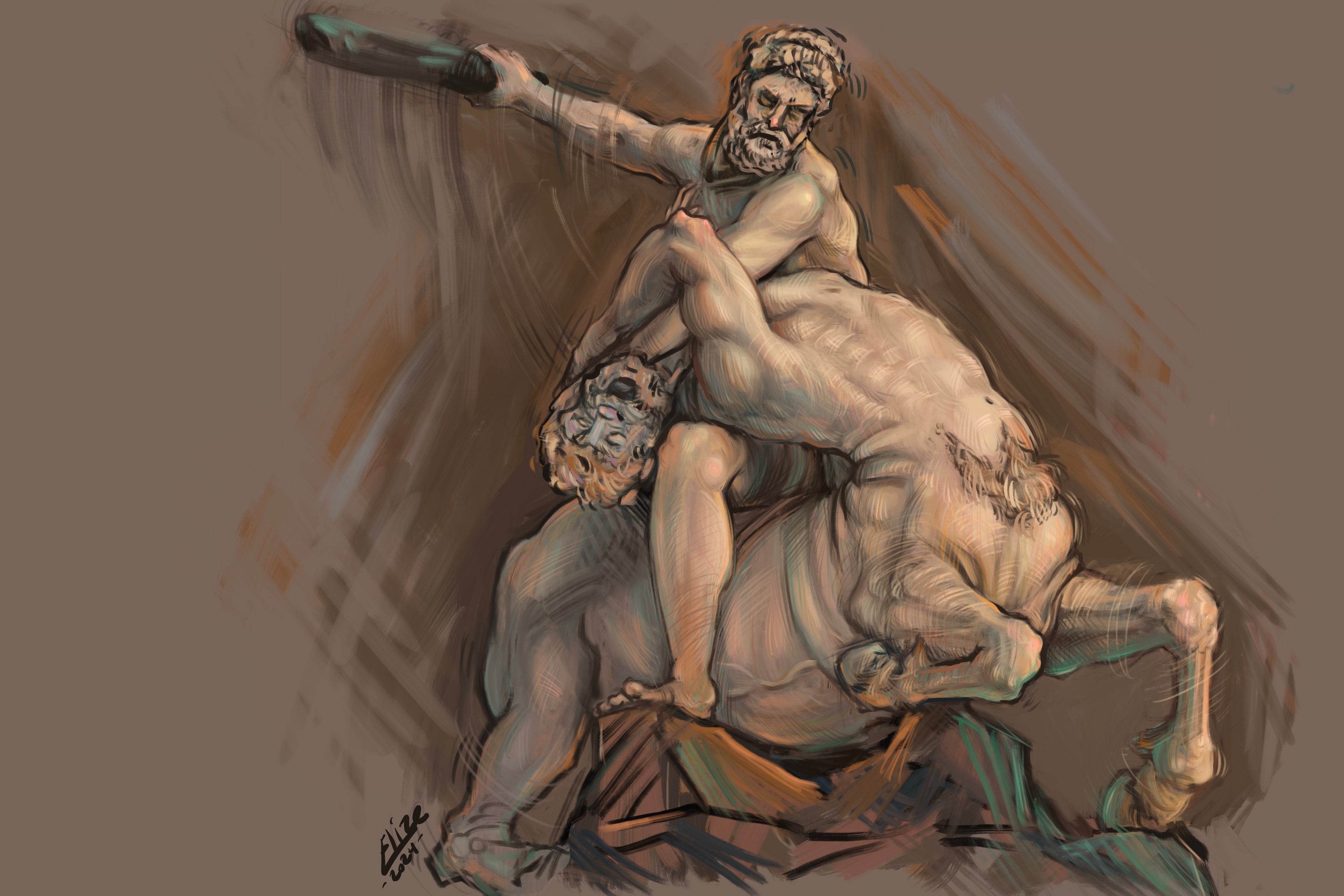 Hercules & Centaur Study — digital art by Elize McKelvey