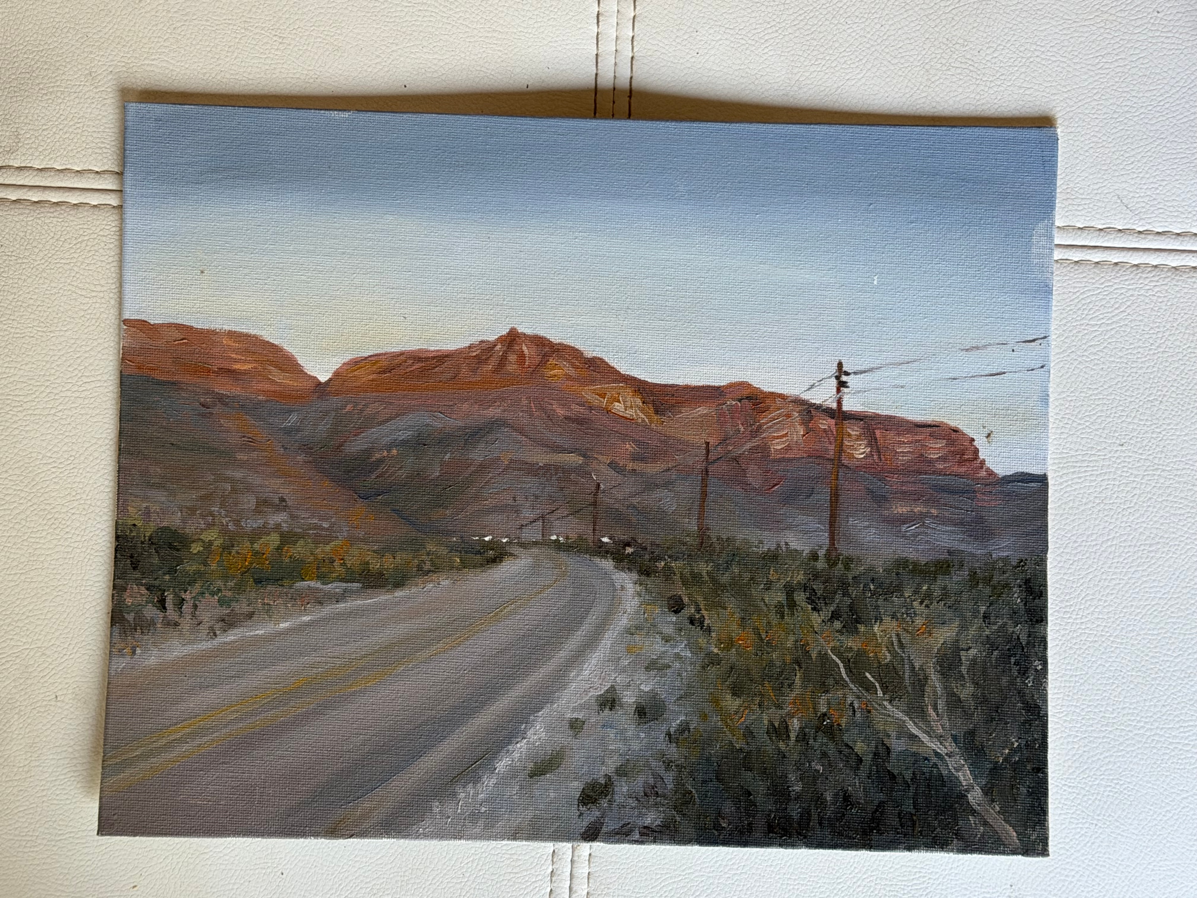 Desert Road, Red Mountains — oil painting by Elize McKelvey