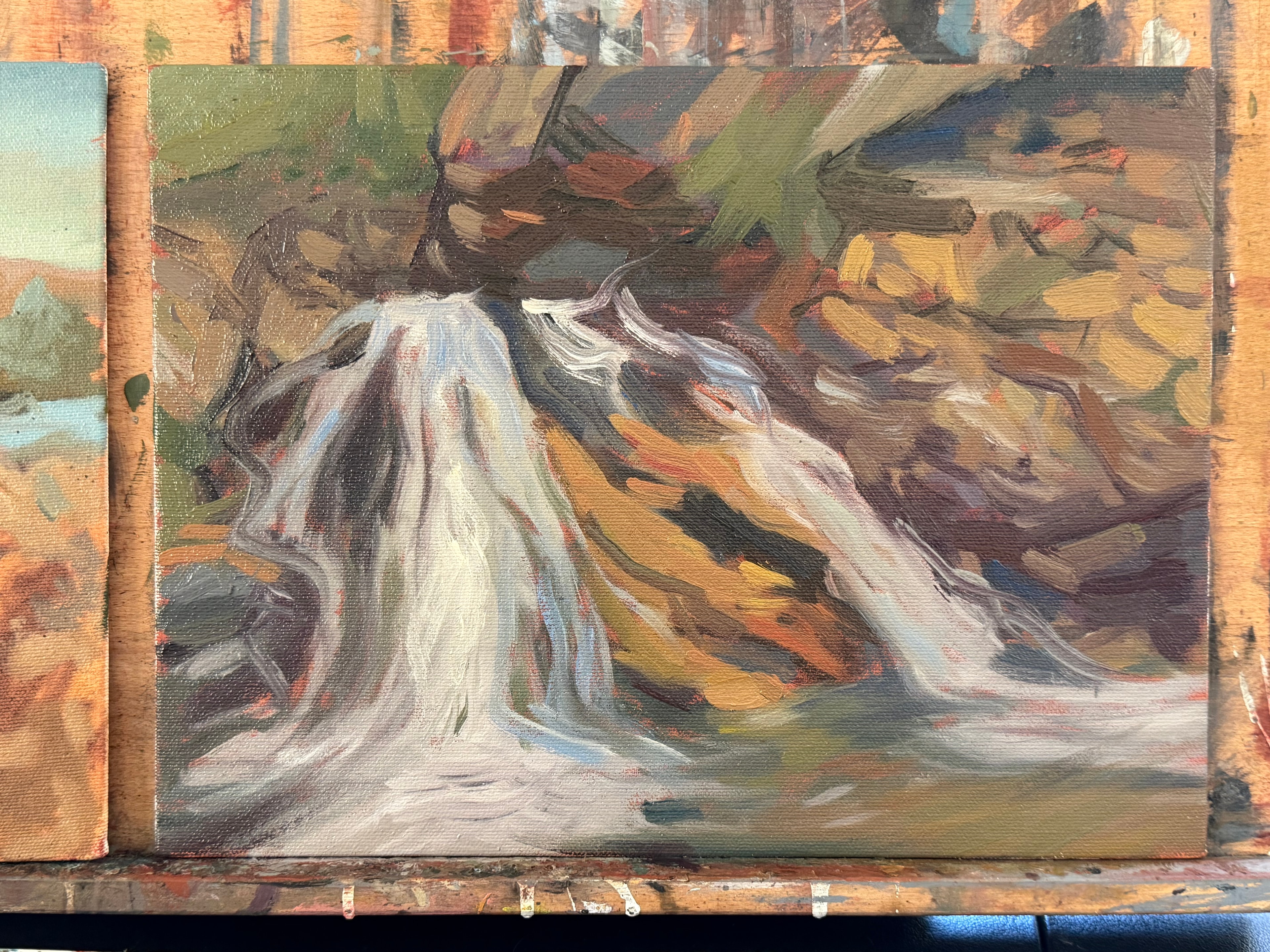 Waterfall, Autumn — oil painting by Elize McKelvey