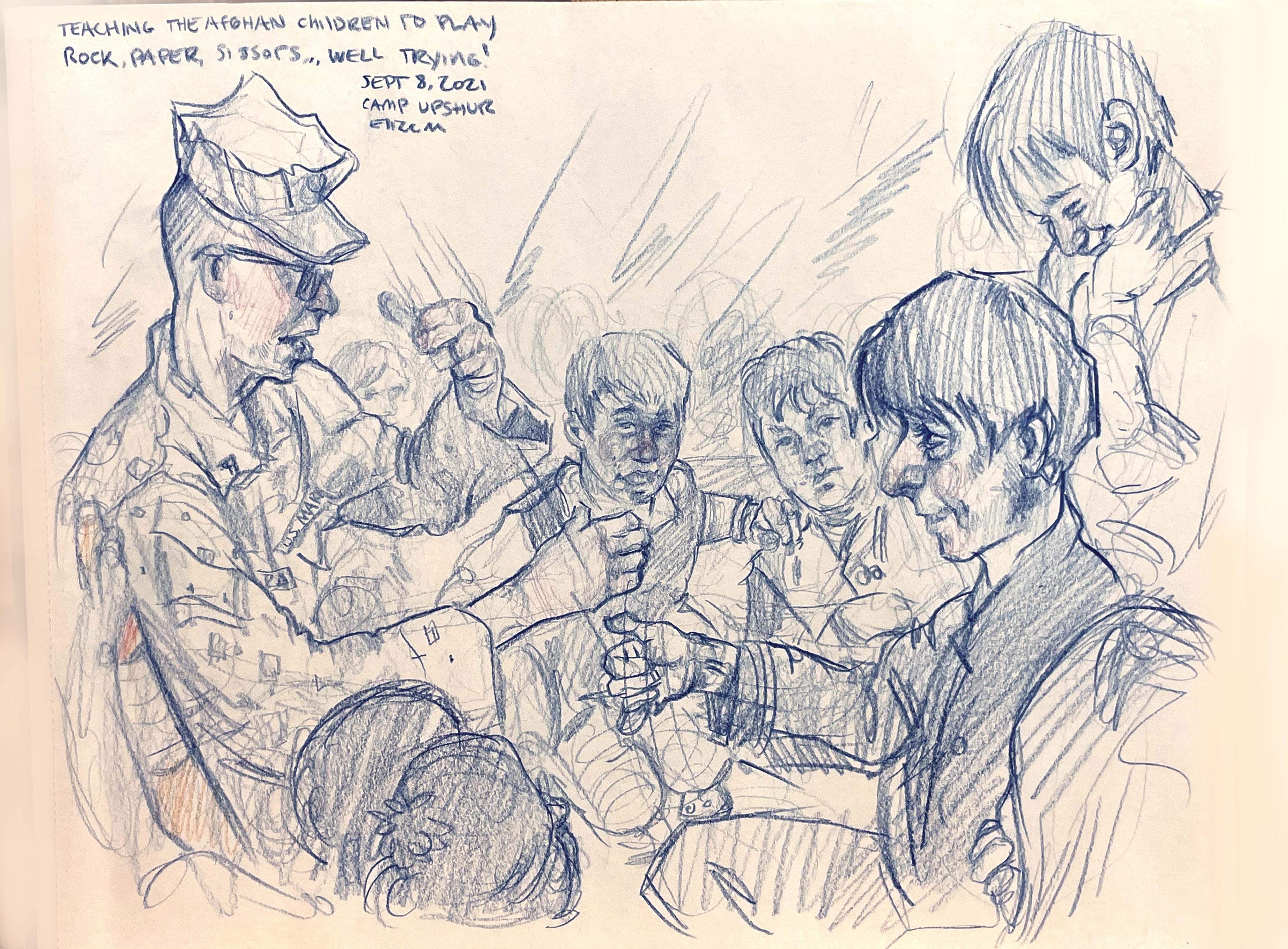 Marine Teaching Afghan Children